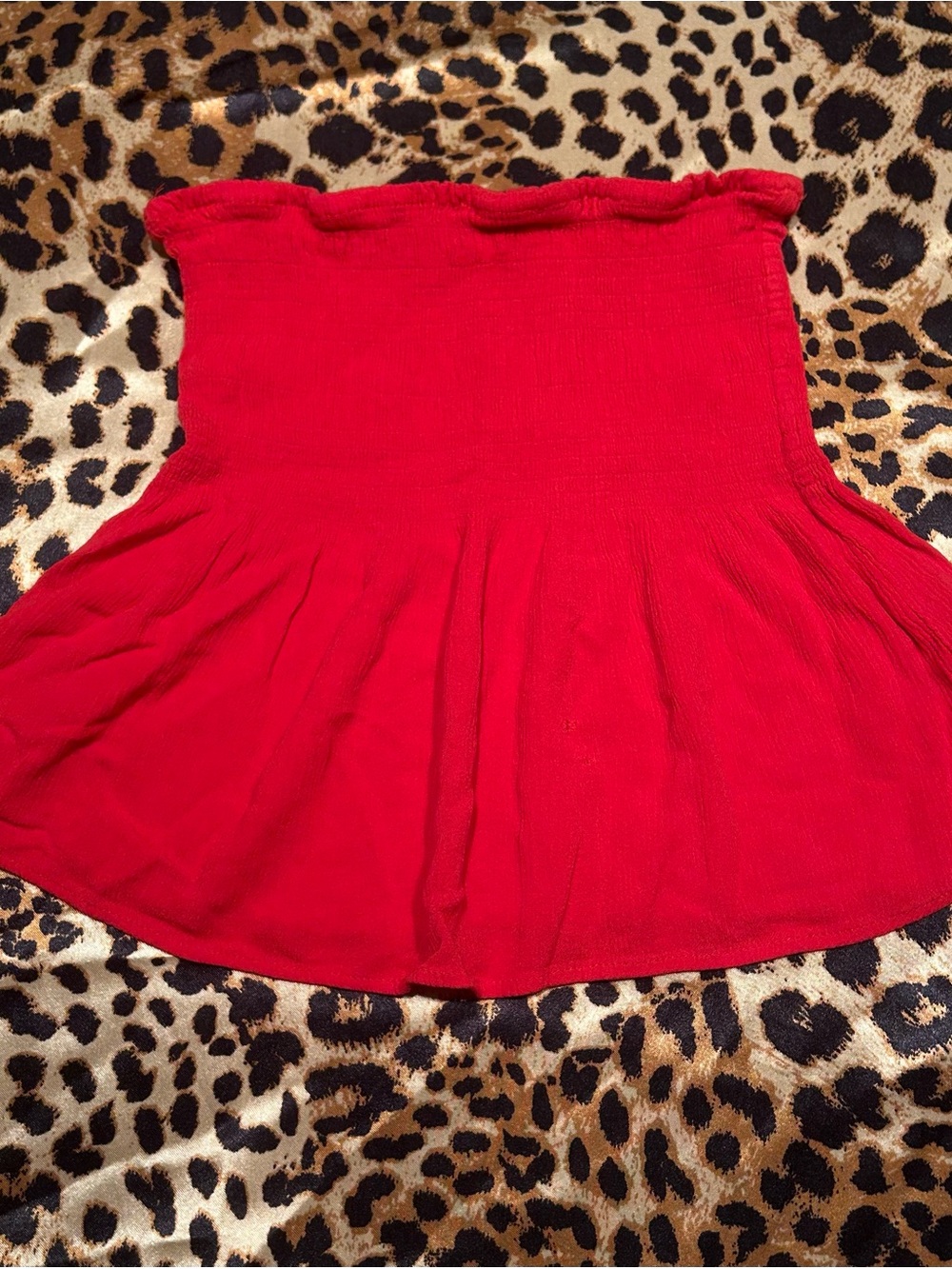 Ambiance Red Smocked Strapless Peplum Tube Top